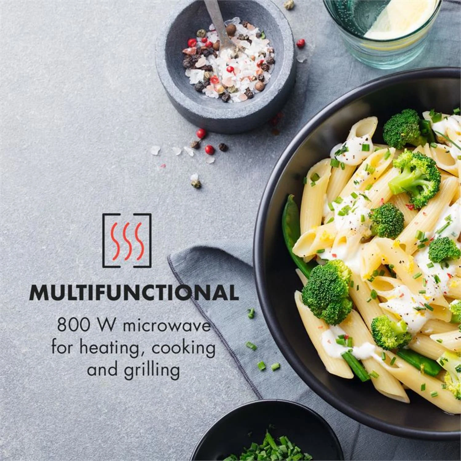 Fine Dinesty 2in1-Mikrowellen-Ofen Retro 23L 1000W 12 Programme Creme – Bild 4