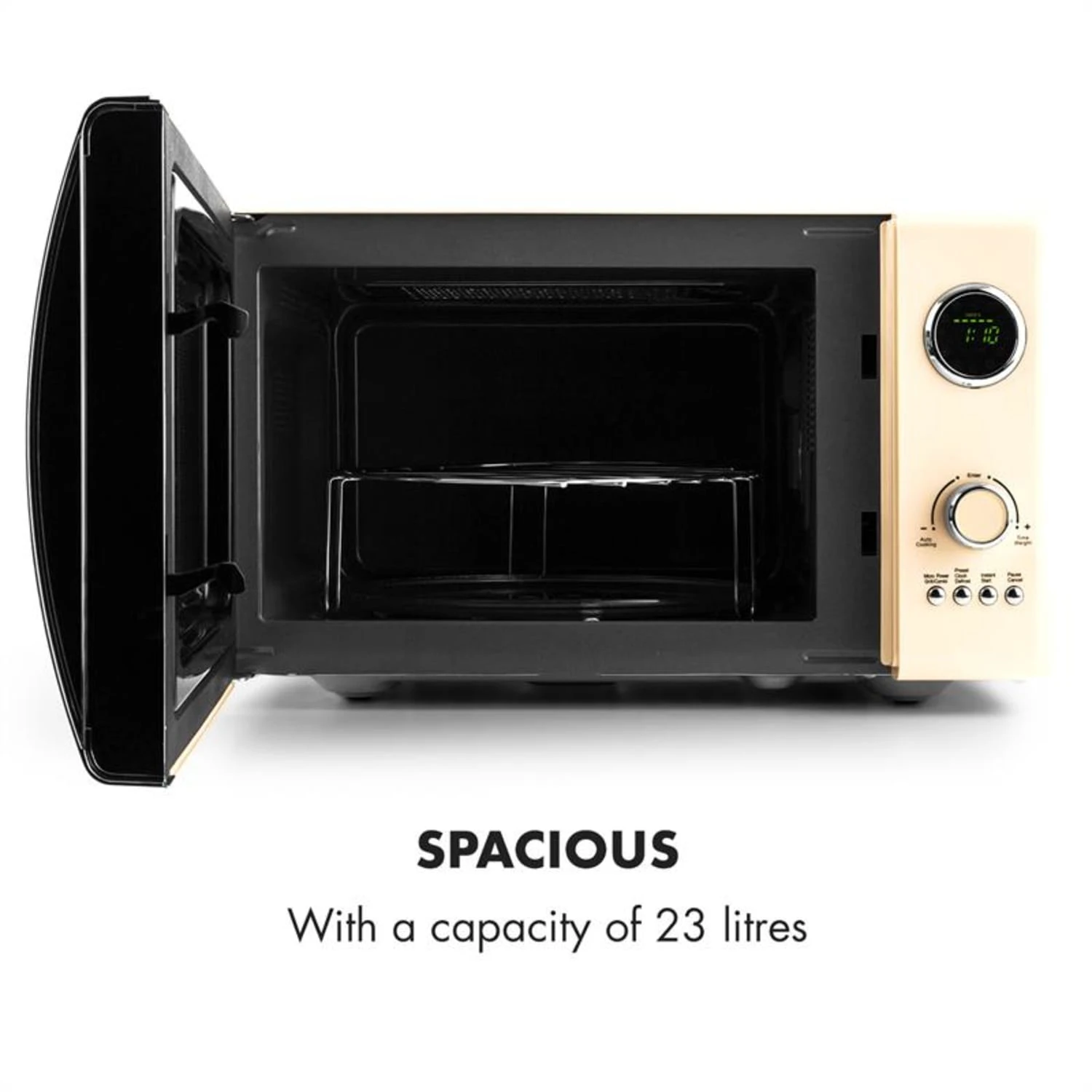 Fine Dinesty 2in1-Mikrowellen-Ofen Retro 23L 1000W 12 Programme Creme – Bild 6