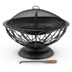 Tulip Feuerschale Ø75cmGrill Feuerstelle Funkenschutz Stahl Brüniert -Einrichtungsgeschäft 10028582 yy 0003 front 03 Blumfeldt Tulip Feuerschale 75cm Grill