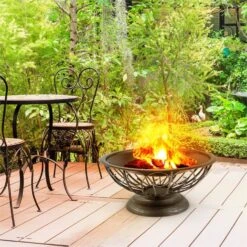 Tulip Feuerschale Ø75cmGrill Feuerstelle Funkenschutz Stahl Brüniert -Einrichtungsgeschäft 10028582 yy 0008 ambient 08 Blumfeldt Tulip Feuerschale 75cm Grill