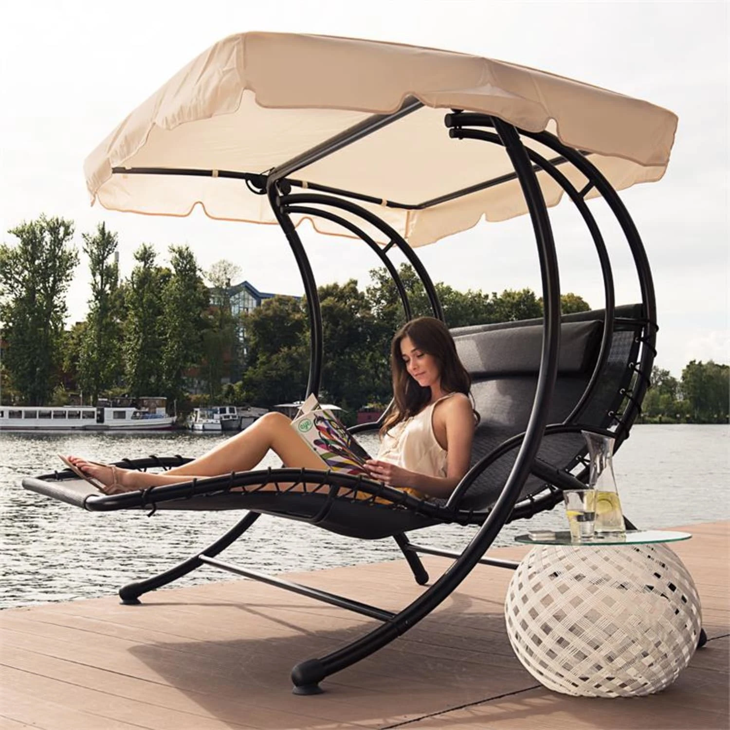 Aristo Schwingliege Gartenliege Gartenschaukel Inkl. Kissen 5 Aristo Schwingliege Gartenliege Gartenschaukel Inkl. Kissen – Bild 3