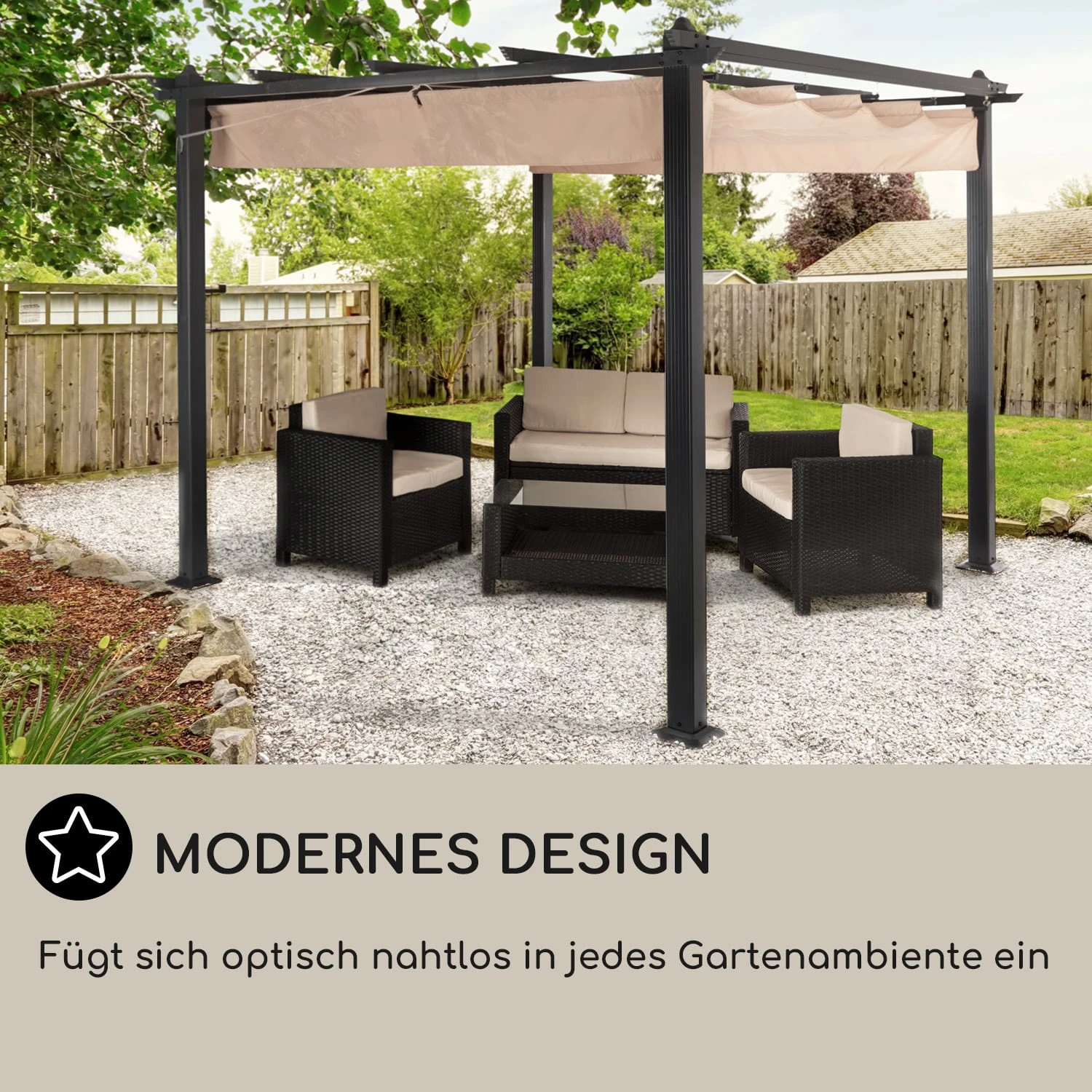 Pantheon Pergola Vordach 3x3m Aluminium Sonnendach Polyester 8 Pantheon Pergola Vordach 3x3m Aluminium Sonnendach Polyester – Bild 6