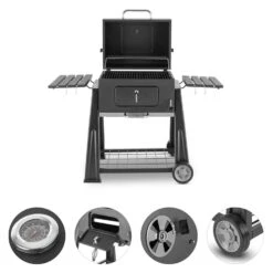 Bigfoot Holzkohlegrill Smoker BBQ-Grill 55 X 40 Cm Stahl Schwarz -Einrichtungsgeschäft 10029763 yy 0004 detail Klarstein Bigfoot BBQ Grill Smoker