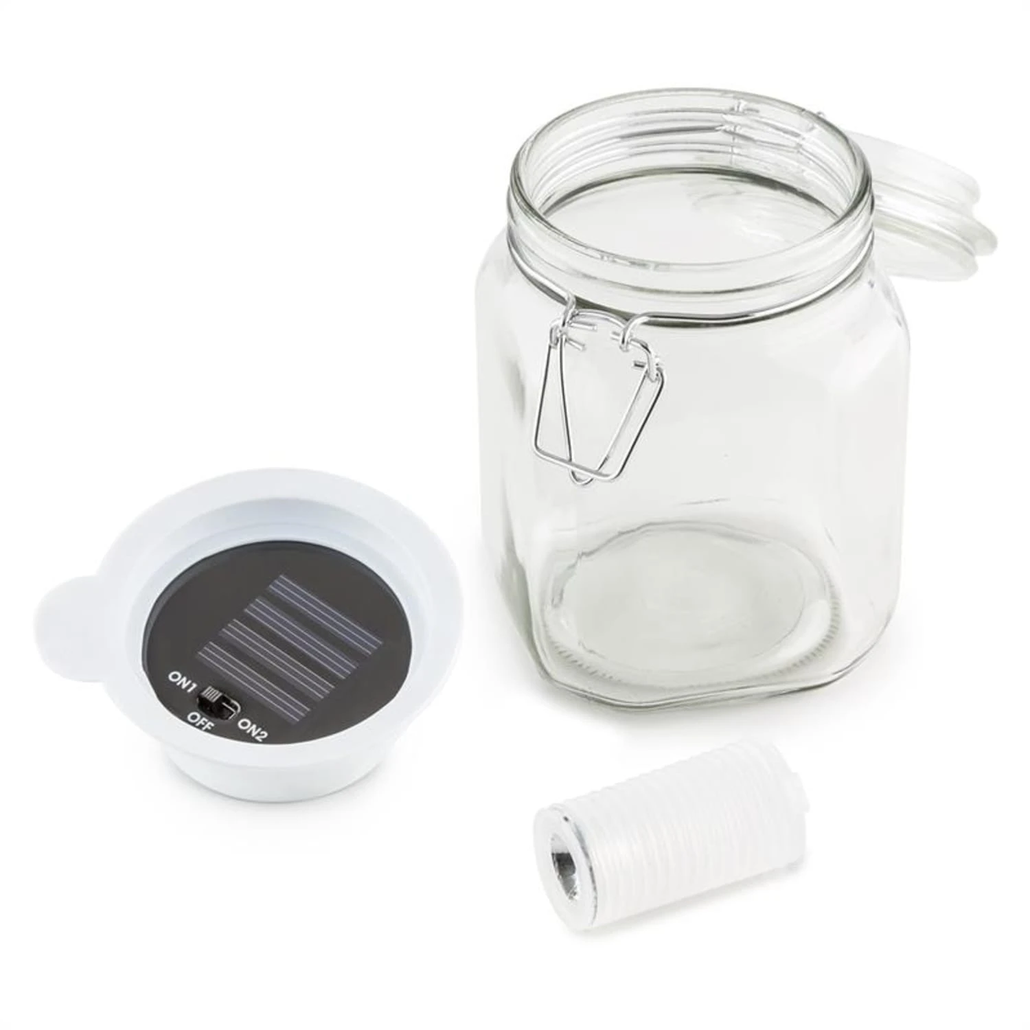 Wetterfrosch LED-Stimmungslicht Gelb/blau Einweckglas Solar Akku 5 Wetterfrosch LED-Stimmungslicht Gelb/blau Einweckglas Solar Akku – Bild 3