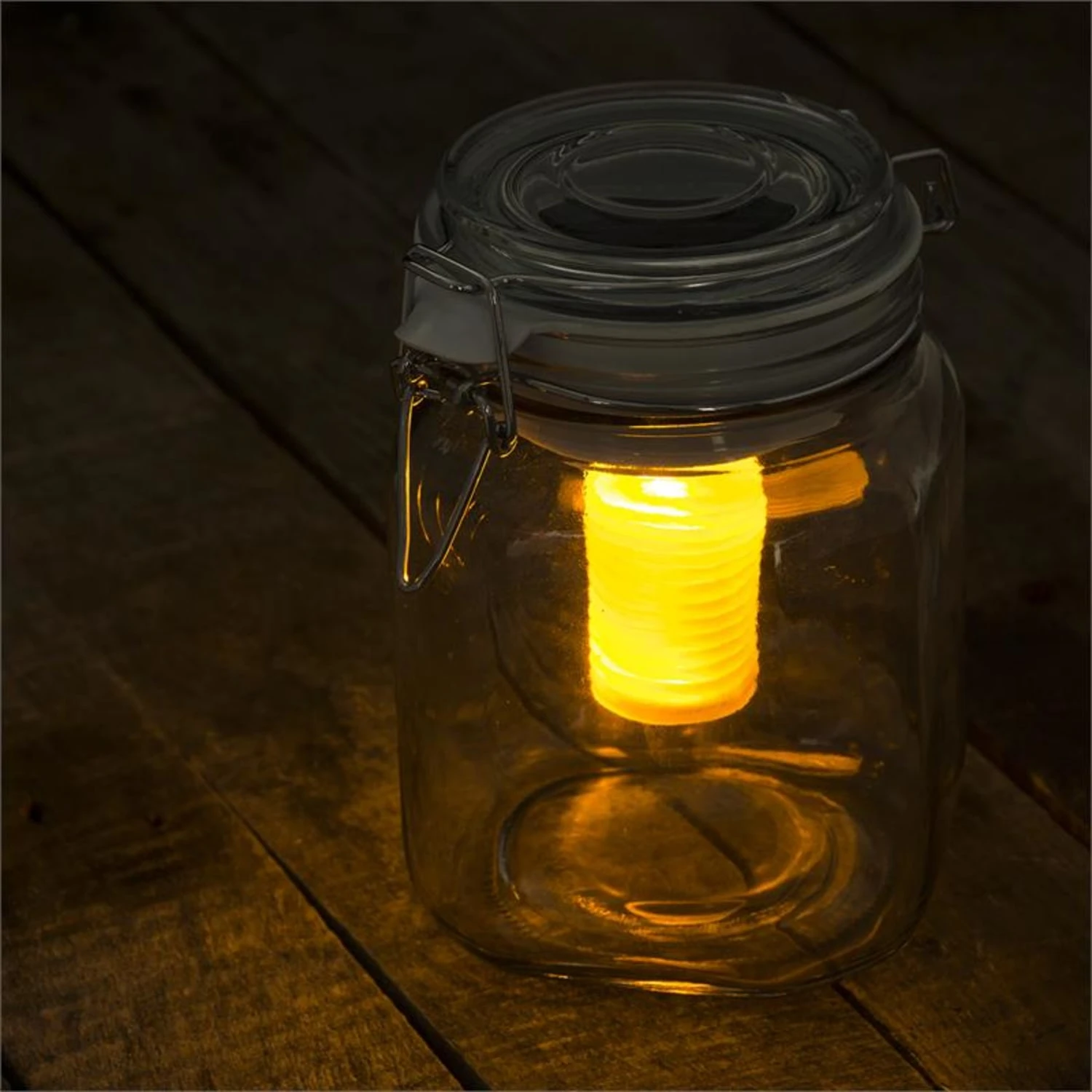 Wetterfrosch LED-Stimmungslicht Gelb/blau Einweckglas Solar Akku 7 Wetterfrosch LED-Stimmungslicht Gelb/blau Einweckglas Solar Akku – Bild 5