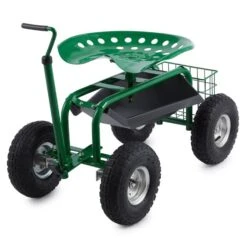 Waldbeck Park Ranger Gartensitz 130 Kg Fahrbar Ablage Stahl Grün -Einrichtungsgeschäft 10030404 yy 0006 front Waldbeck four wheel garden seat