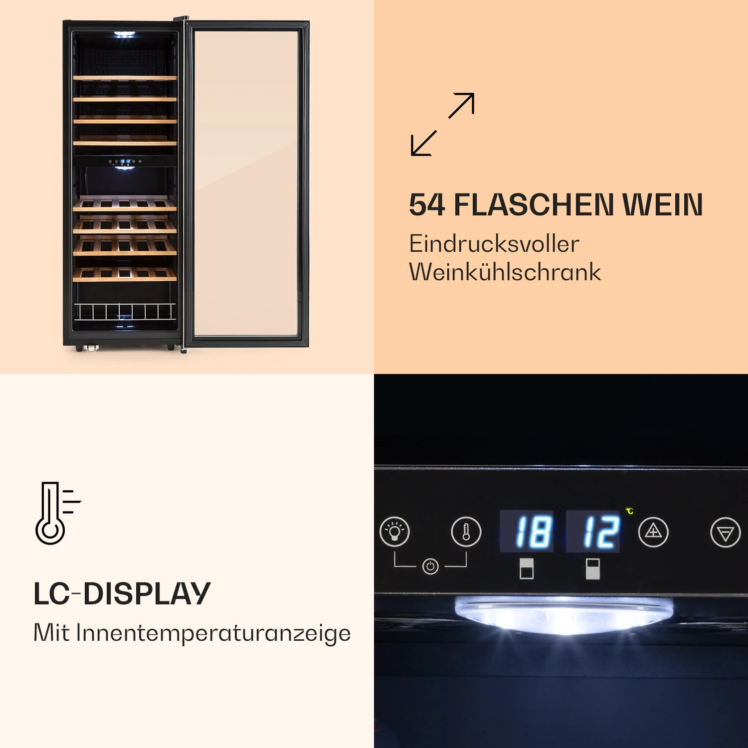 Vinamour 54 Duo Weinkühlschrank 2 Zonen 148 Ltr 54 Fl Touch-Display 6 Vinamour 54 Duo Weinkühlschrank 2 Zonen 148 Ltr 54 Fl Touch-Display – Bild 4