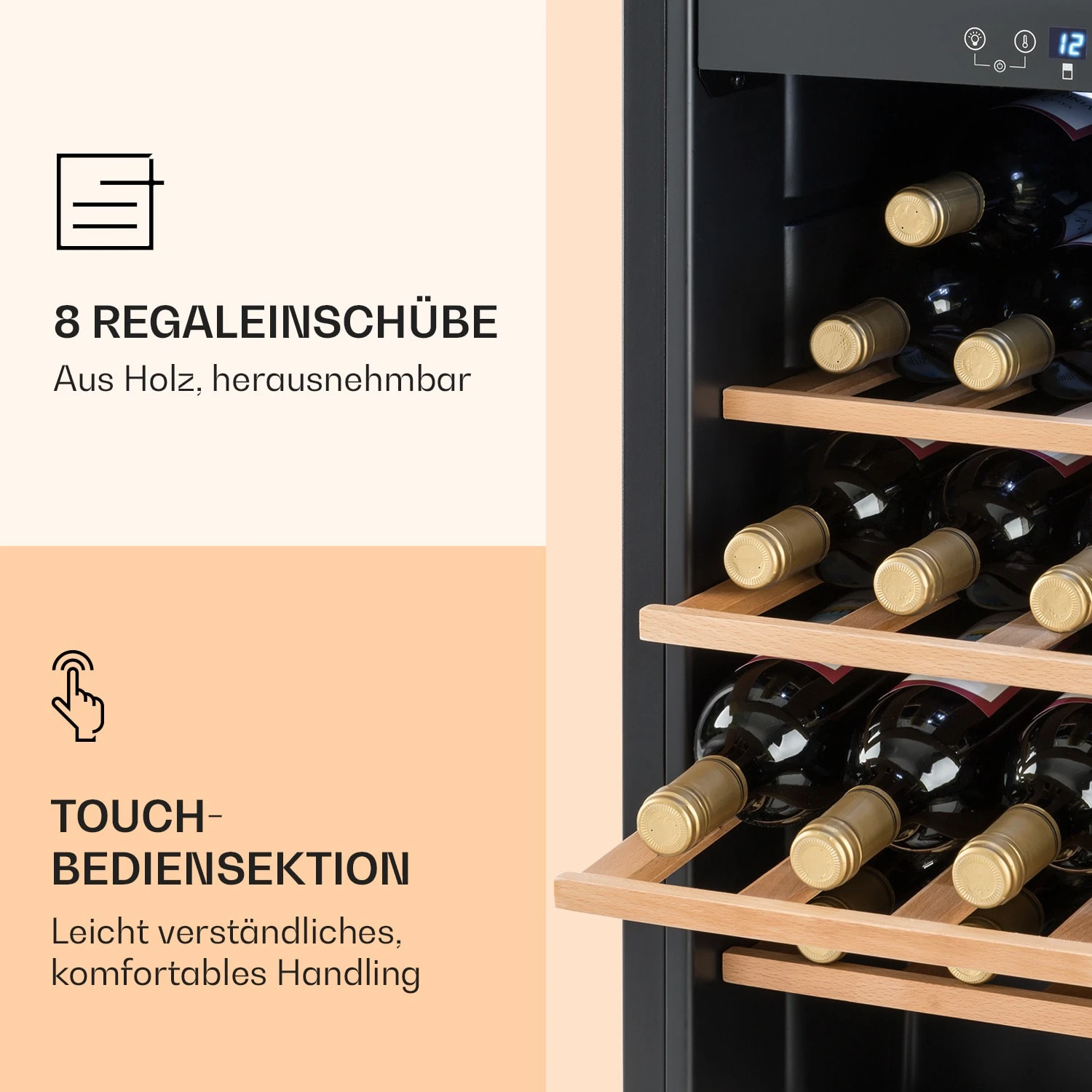 Vinamour 54 Duo Weinkühlschrank 2 Zonen 148 Ltr 54 Fl Touch-Display 7 Vinamour 54 Duo Weinkühlschrank 2 Zonen 148 Ltr 54 Fl Touch-Display – Bild 5