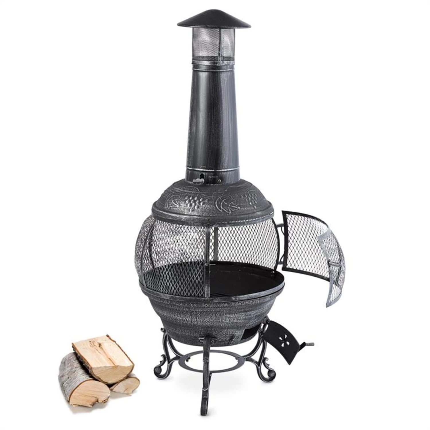 Flavius Gartenofen Terrassenofen Gusseisen/Stahl 140 Cm Silberfarben 3 Flavius Gartenofen Terrassenofen Gusseisen/Stahl 140 Cm Silberfarben