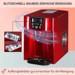 Ice Volcano 2G Eismaschine LED 12kg Je 24h 2l 6-12min Rot -Einrichtungsgeschäft 10030849 DE 0005 usp