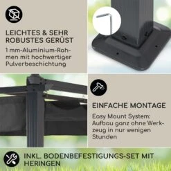 Pantheon 3x3 Pergola Vordach 3x3m Aluminium Sonnendach Polyester Grau 13 Pantheon 3x3 Pergola Vordach 3x3m Aluminium Sonnendach Polyester Grau -Einrichtungsgeschäft 10031882 DE 0003 usp