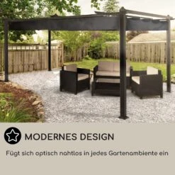 Pantheon 3x4 Pergola Vordach 3x4m Aluminium Sonnendach Polyester Grau -Einrichtungsgeschäft 10031883 DE 0006 usp