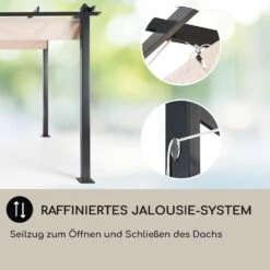 Pantheon 3x6 Pergola Vordach 3x6m Aluminium Sonnendach Polyester Beige -Einrichtungsgeschäft 10031884 DE 0005 usp