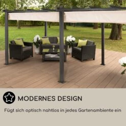 Pantheon 3x6 Pergola Vordach 3x6m Aluminium Sonnendach Polyester Beige -Einrichtungsgeschäft 10031884 DE 0006 usp