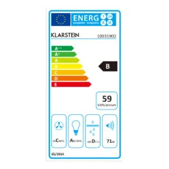 Balzac 60 Dunstabzugshaube 60 Cm 210W 610m³/h LED Touch Edelstahl Glas -Einrichtungsgeschäft 10031902 energy label
