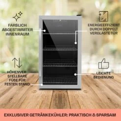 Beersafe 4XL Kühlschrank 124 Liter 4 Böden Panoramaglastür Edelstahl -Einrichtungsgeschäft 10031929 DE 0005 usp