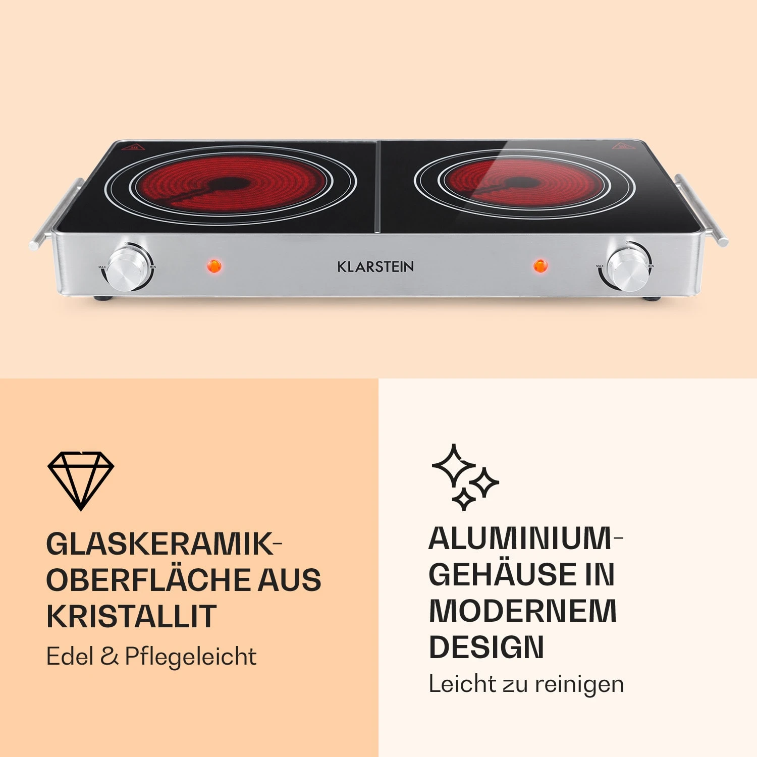VariCook Duo Kochplatte 3000W Edelstahlgehäuse Tragegriffe 5 VariCook Duo Kochplatte 3000W Edelstahlgehäuse Tragegriffe – Bild 3