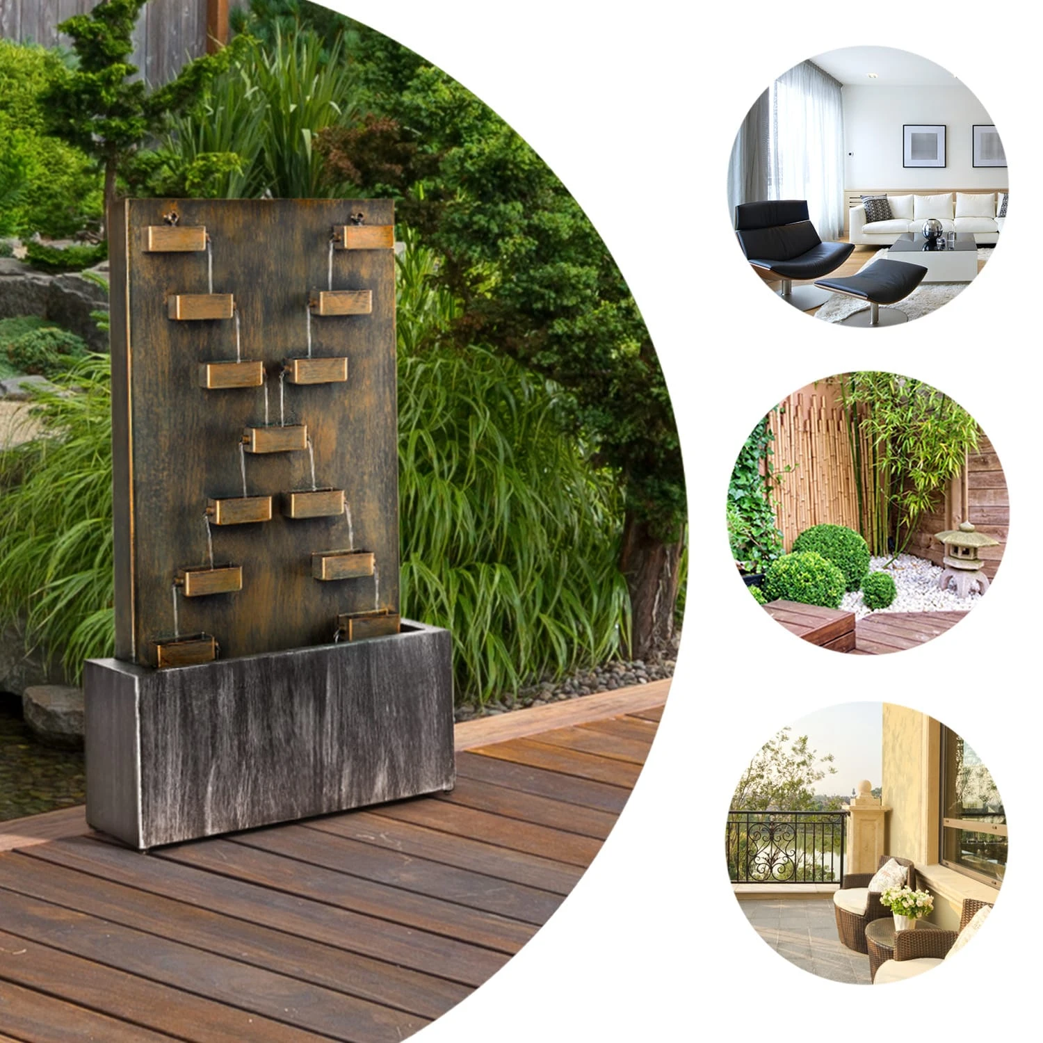 River Crossing Gartenbrunnen In/Outdoor 6W Pumpe 10m Kabel Verzinkt 5 River Crossing Gartenbrunnen In/Outdoor 6W Pumpe 10m Kabel Verzinkt – Bild 3