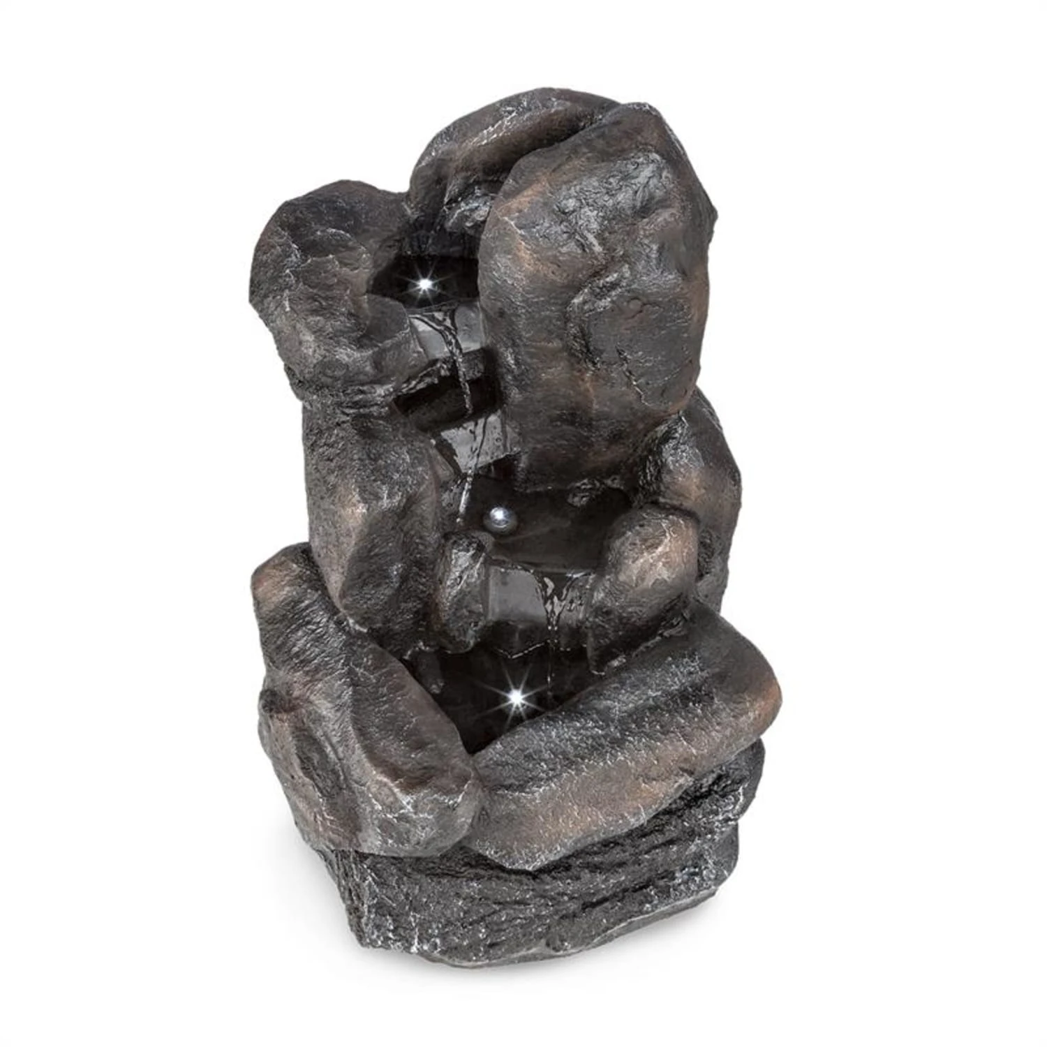 Felsquell Solar-Kaskadenbrunnen Akkubetrieb 2 KW Solarpanel 3 LEDs 6 Felsquell Solar-Kaskadenbrunnen Akkubetrieb 2 KW Solarpanel 3 LEDs – Bild 4