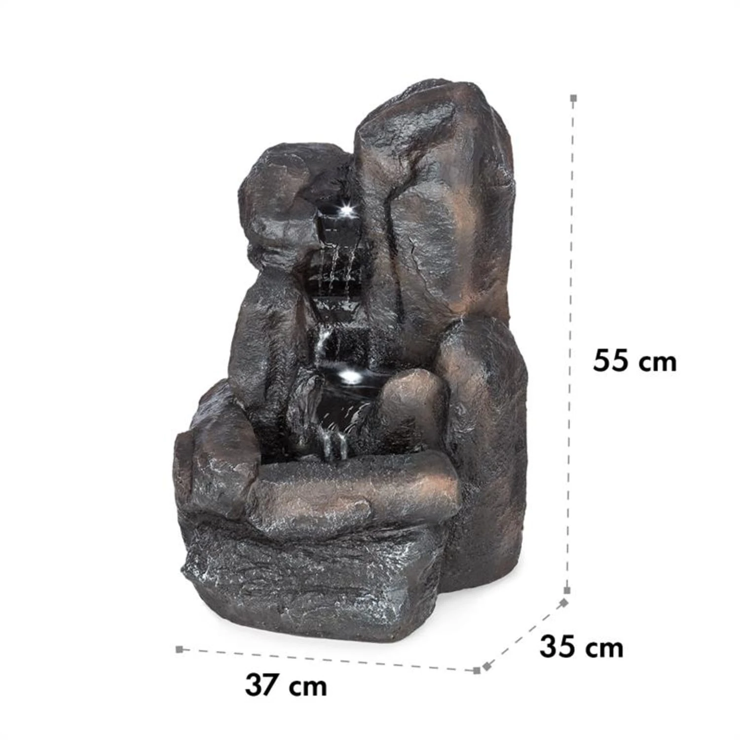 Felsquell Solar-Kaskadenbrunnen Akkubetrieb 2 KW Solarpanel 3 LEDs 9 Felsquell Solar-Kaskadenbrunnen Akkubetrieb 2 KW Solarpanel 3 LEDs – Bild 7