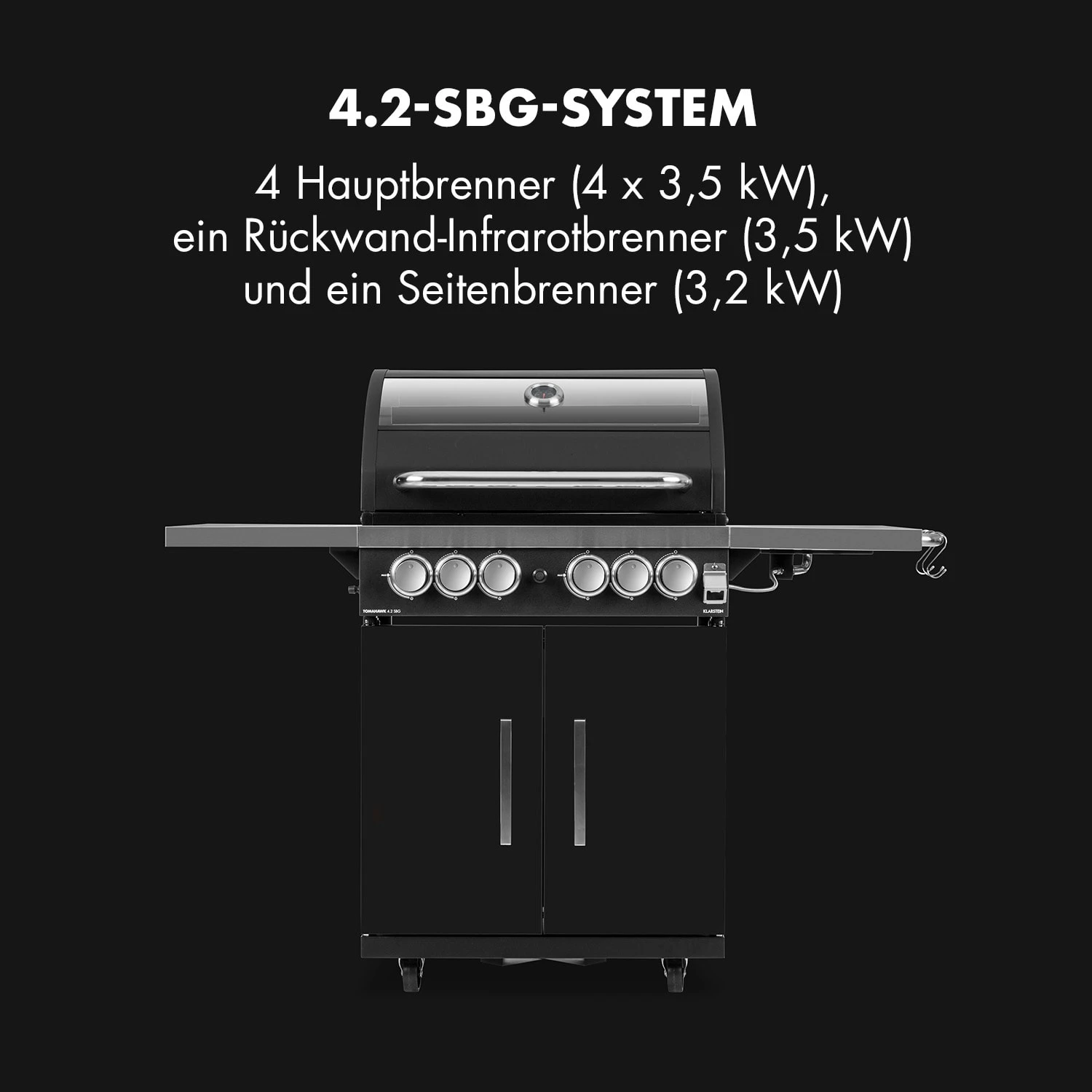 Tomahawk 4.2 SBG Gasgrill 6 Brenner 20,7 KW 64x42cm Grill Edelstahl 4 Tomahawk 4.2 SBG Gasgrill 6 Brenner 20,7 KW 64x42cm Grill Edelstahl – Bild 2