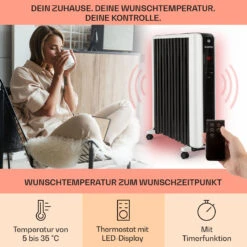 Thermaxx 2500 Ölradiator 2500W 5-35° C 24h-Timer Weiß/schwarz -Einrichtungsgeschäft 10032775 de 0003 usp