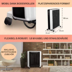 Thermaxx 2500 Ölradiator 2500W 5-35° C 24h-Timer Weiß/schwarz -Einrichtungsgeschäft 10032775 de 0006 usp