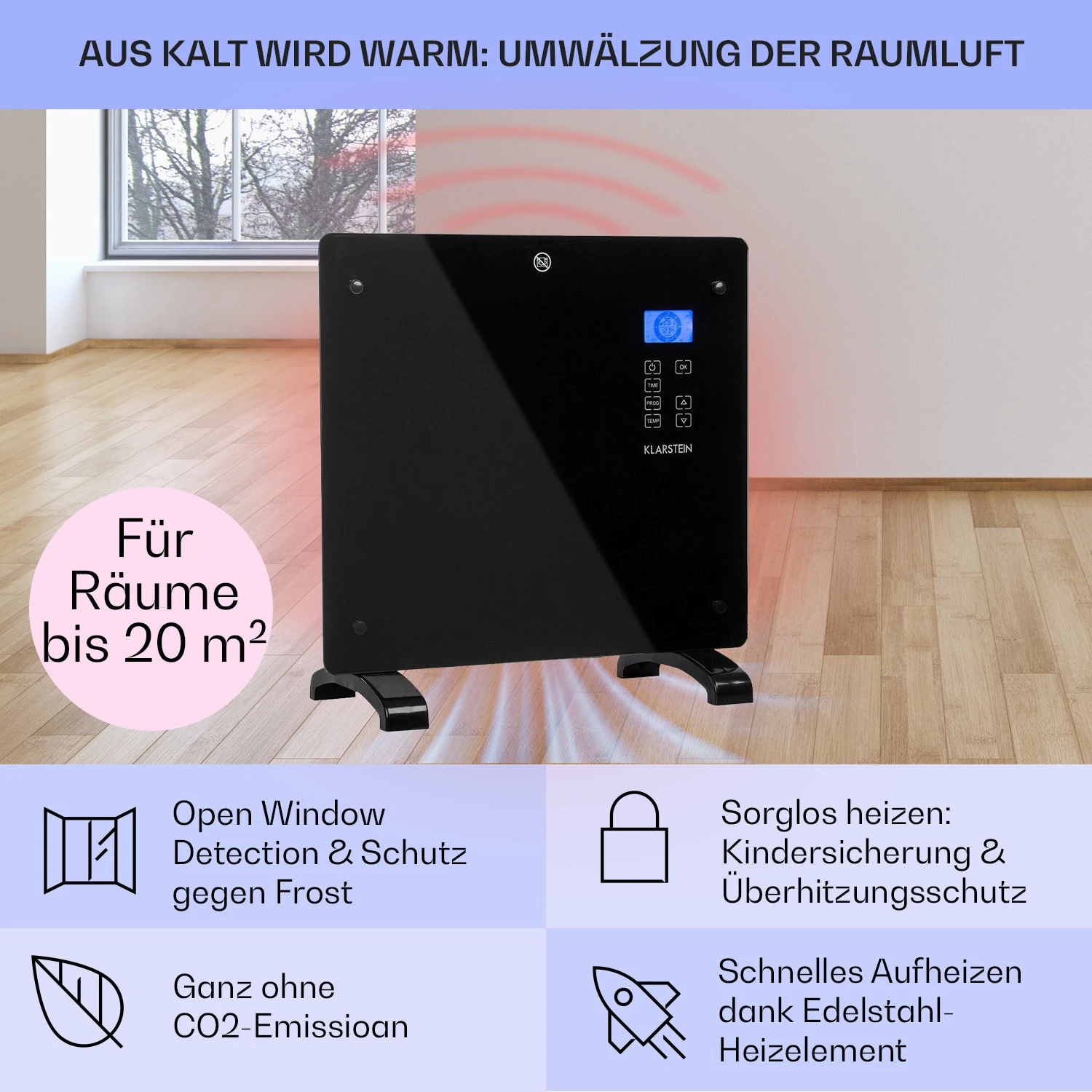 Norderney Konvektions-Heizgerät Thermostat Timer 1000W 20m² 6 Norderney Konvektions-Heizgerät Thermostat Timer 1000W 20m² – Bild 4