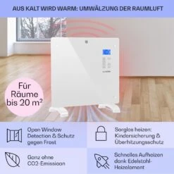 Norderney Konvektions-Heizgerät Thermostat Timer 1000W 20m² Weiß -Einrichtungsgeschäft 10032788 de 0004 usp