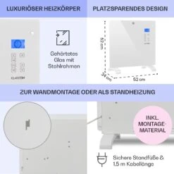 Norderney Konvektions-Heizgerät Thermostat Timer 1000W 20m² Weiß -Einrichtungsgeschäft 10032788 de 0006 usp