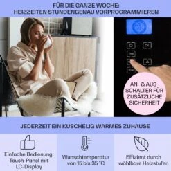 Norderney Konvektions-Heizgerät Thermostat Timer 2000W 30m² Schwarz -Einrichtungsgeschäft 10032789 de 0003 usp