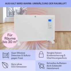 Norderney Konvektions-Heizgerät Thermostat Timer 2000W 30m² Weiß -Einrichtungsgeschäft 10032790 de 0004 usp