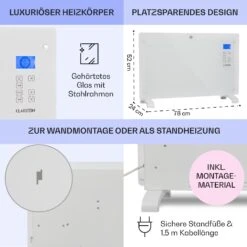 Norderney Konvektions-Heizgerät Thermostat Timer 2000W 30m² Weiß -Einrichtungsgeschäft 10032790 de 0006 usp