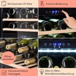 Barossa 40 Duo Weinkühlschrank 2 Zonen 41 Flaschen Glastür Touch LED -Einrichtungsgeschäft 10032924 de 0005 usp
