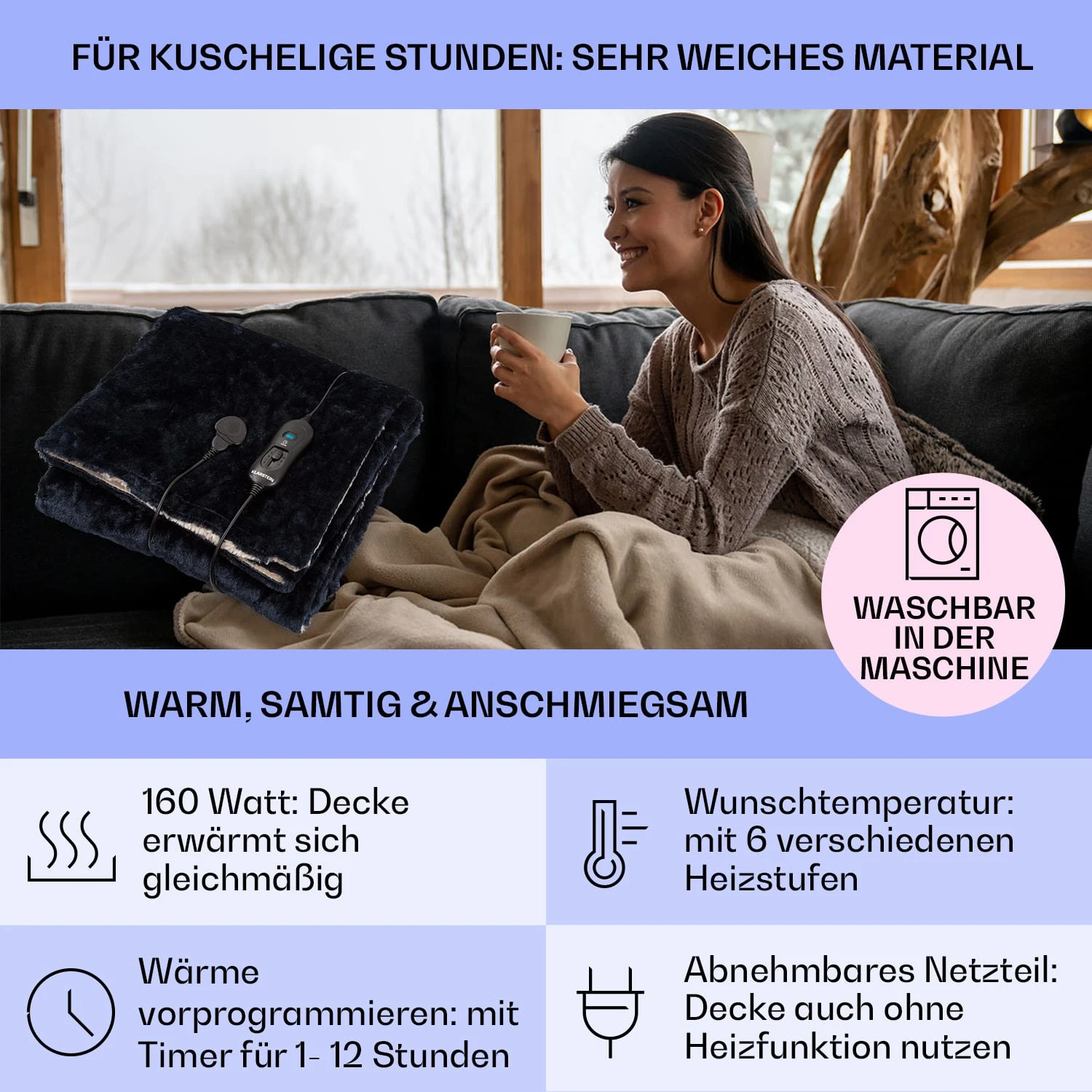 Dr. Watson SuperSoft Heizdecke 120 W 180 X 130 Cm Teddy-Plüsch 4 Dr. Watson SuperSoft Heizdecke 120 W 180 X 130 Cm Teddy-Plüsch – Bild 2