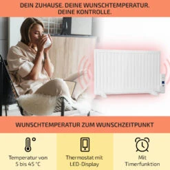Wallander Ölradiator 800W Thermostat Ölheizung Ultraflach Weiß -Einrichtungsgeschäft 10033100 de 0003 usp