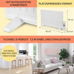 Wallander Ölradiator 800W Thermostat Ölheizung Ultraflach Weiß -Einrichtungsgeschäft 10033100 de 0006 usp