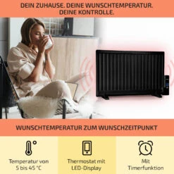 Wallander Ölradiator 800W Thermostat Ölheizung Ultraflach Schwarz -Einrichtungsgeschäft 10033101 de 0003 usp
