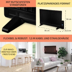 Wallander Ölradiator 800W Thermostat Ölheizung Ultraflach Schwarz -Einrichtungsgeschäft 10033101 de 0006 usp