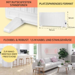 Wallander Ölradiator 1000W Thermostat Ölheizung Ultraflach Weiß -Einrichtungsgeschäft 10033102 de 0006 usp