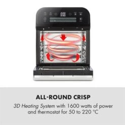 AeroVital Cube Heißluftfritteuse 1600W 12l Timer 16 Programme Schwarz -Einrichtungsgeschäft 10033248 yy 0003 logo Klarstein AeroVital Cube Heissluftfritteuse schwarz reedit