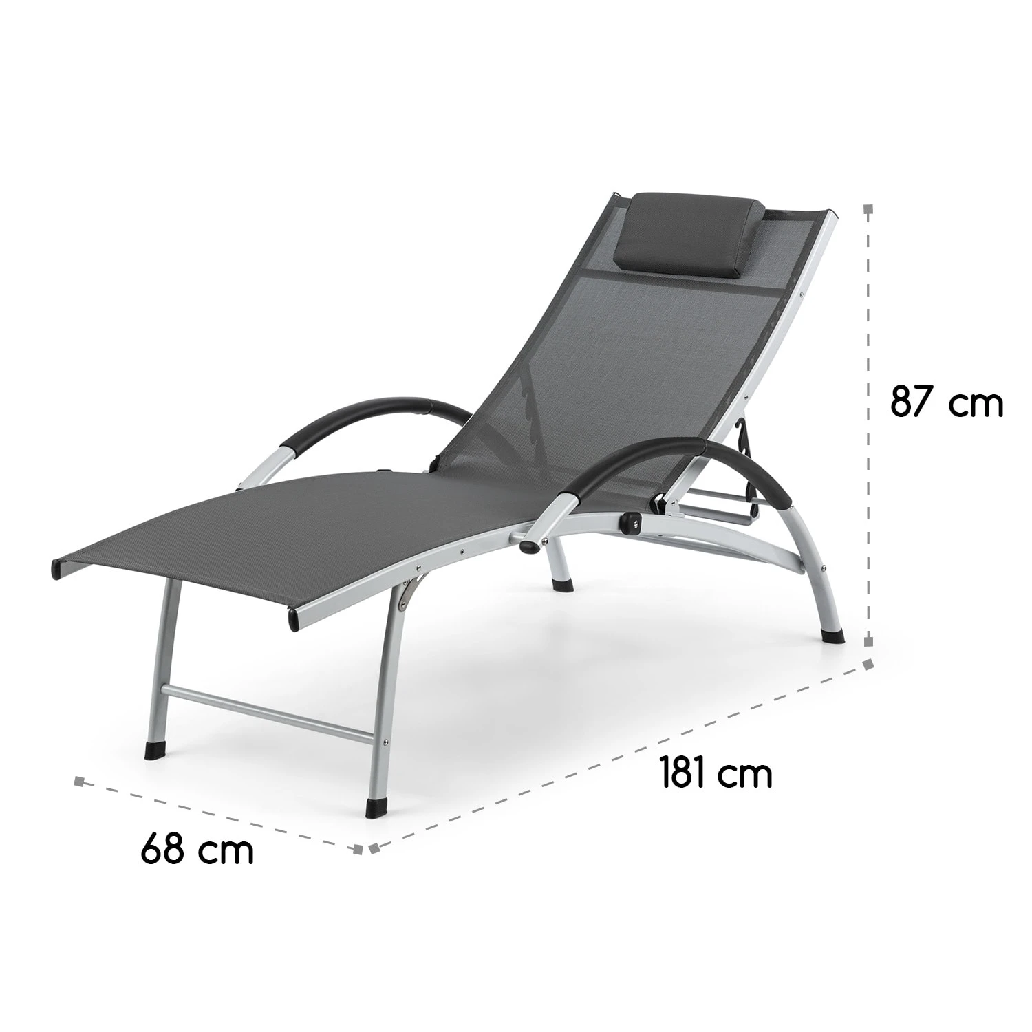 Sun Valley Sonnenliege Zusammenklappbar Kopfkissen Grau 11 Sun Valley Sonnenliege Zusammenklappbar Kopfkissen Grau – Bild 9