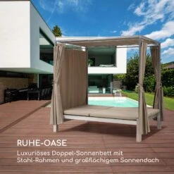 Eremitage Double Sunbed 2 Pers Stahl-Rahmen Sonnendach Vorhänge Taupe -Einrichtungsgeschäft 10033316 de 0004 logo