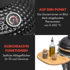 Queensize Kamado Grill Thermometer Abnehmbare Seitenteile Schwarz -Einrichtungsgeschäft 10033377 de 0006 logo