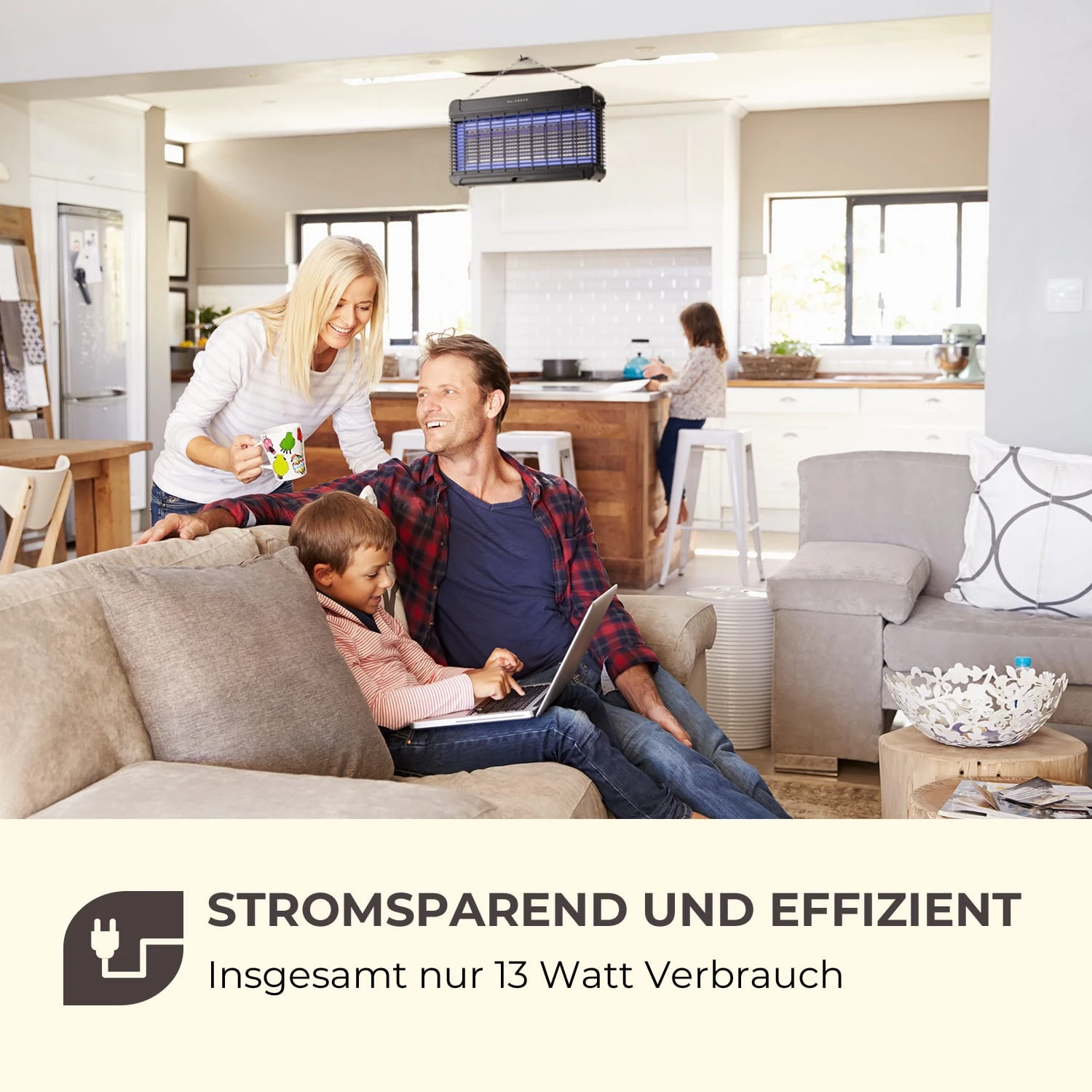 Mosquito Ex 9500 13W 300m² LEDs Auffangschale Kette Schwarz 4 Mosquito Ex 9500 13W 300m² LEDs Auffangschale Kette Schwarz – Bild 2