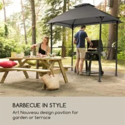 Steakhouse Al Sur Pavillon 244x260x152cm 160 G Flammhemmend Stahl Grau -Einrichtungsgeschäft 10033609 yy 0002 logo Blumfeldt Steakhouse al Sur Pavillon grau