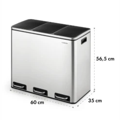 Grandmaster Trash Treteimer 54l / 3x18L Geräuschlos PP Edelstahl -Einrichtungsgeschäft 10033726 yy 0006 logo Klarstein Grandmaster Trash Treteimer 54l