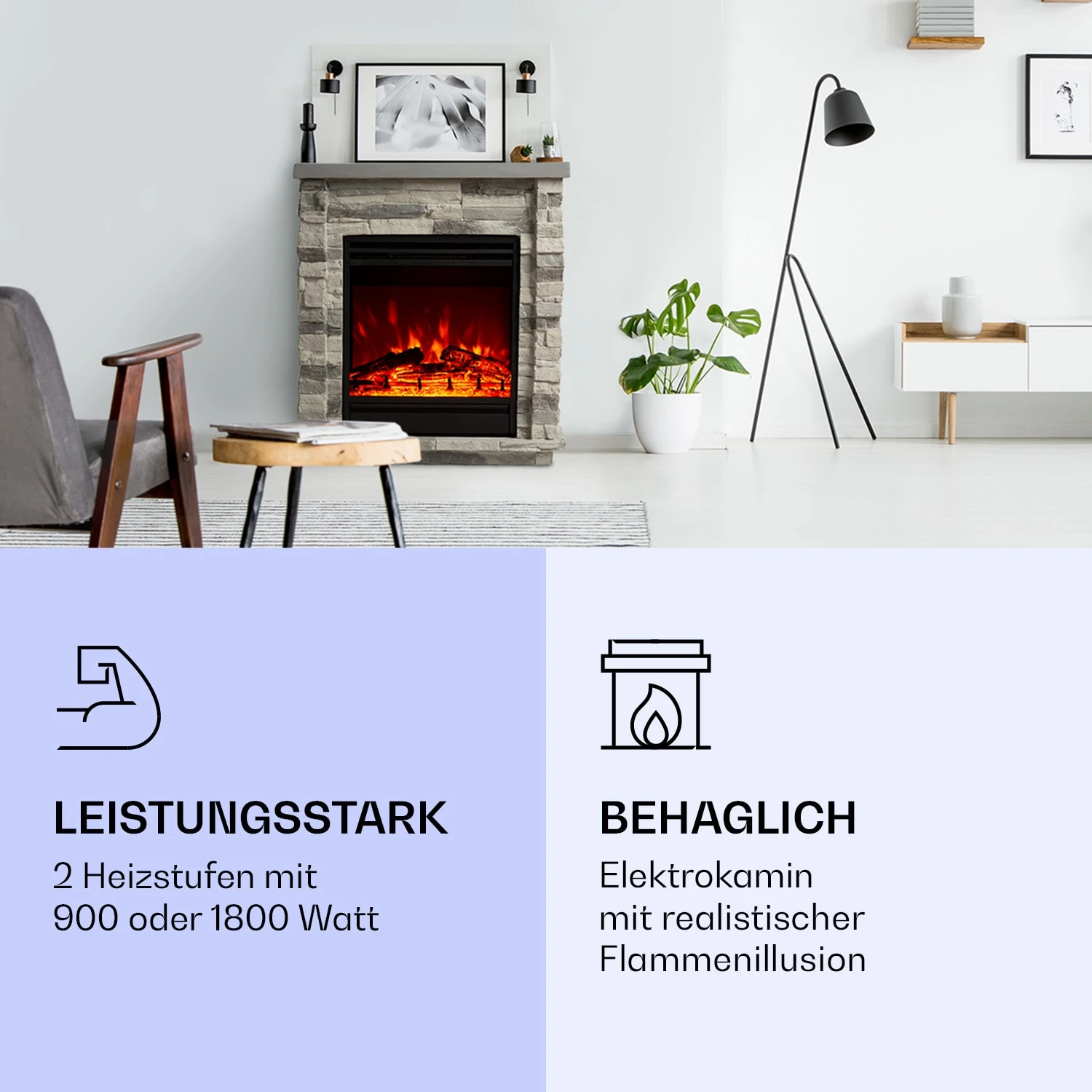 Lienz Elektrischer Kamin 1800W Steindekor Polystone Fernbedienung 4 Lienz Elektrischer Kamin 1800W Steindekor Polystone Fernbedienung – Bild 2