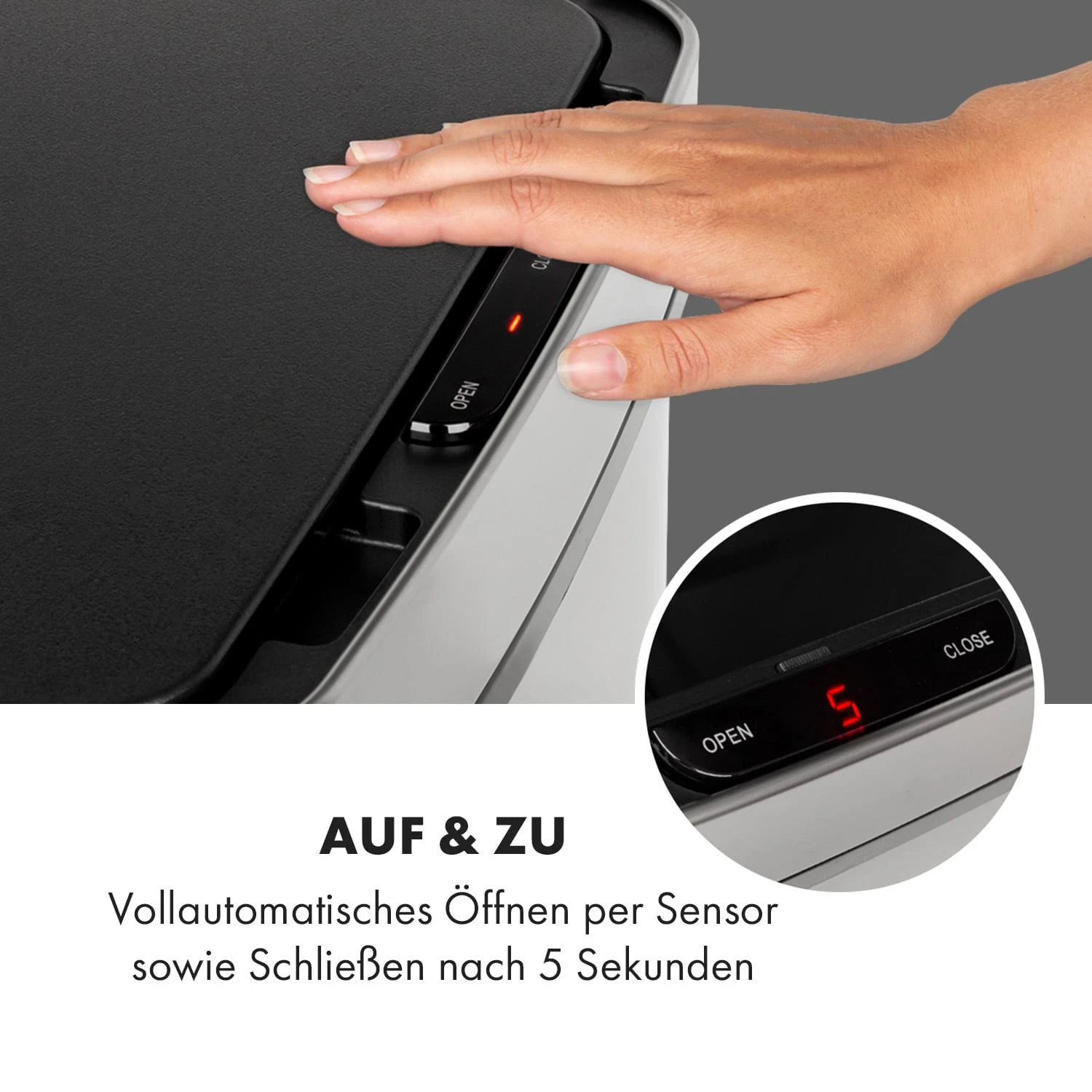 Touchless Müllsammler Sensor 72L 4 Behälter ABS PP Edelstahl Gebürstet 9 Touchless Müllsammler Sensor 72L 4 Behälter ABS PP Edelstahl Gebürstet – Bild 7