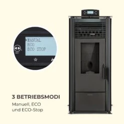 Energiewende Pelletofen 5/10 KW 5 Stufen Timer 18kg 250m³ Fernbedienung Schwarz -Einrichtungsgeschäft 10034153 de 0005 logo